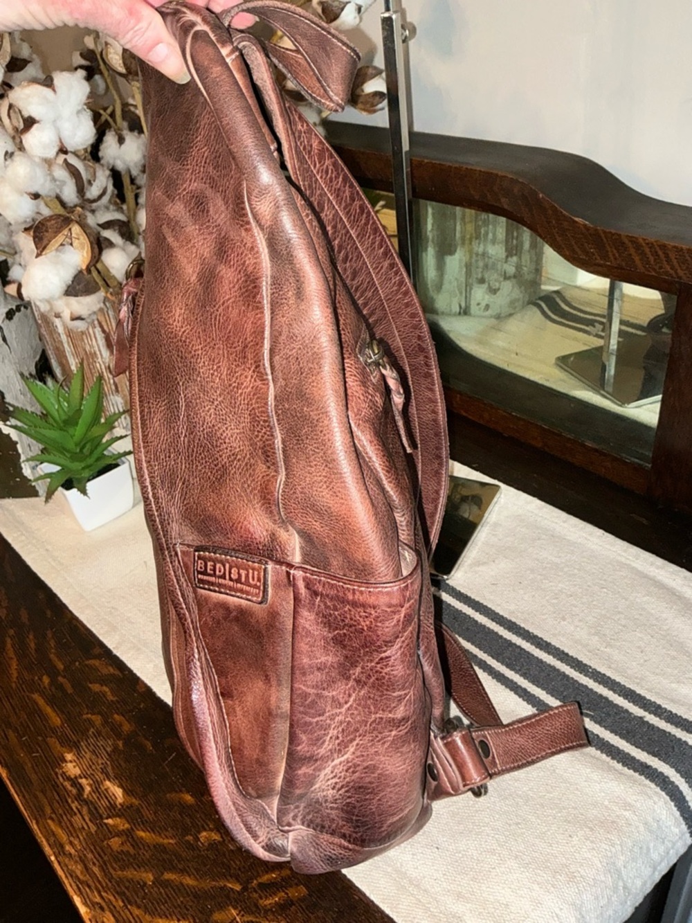 Bed Stu Leather Tommie Backpack Teak Rustic MSRP $345 - Picture 6 of 11